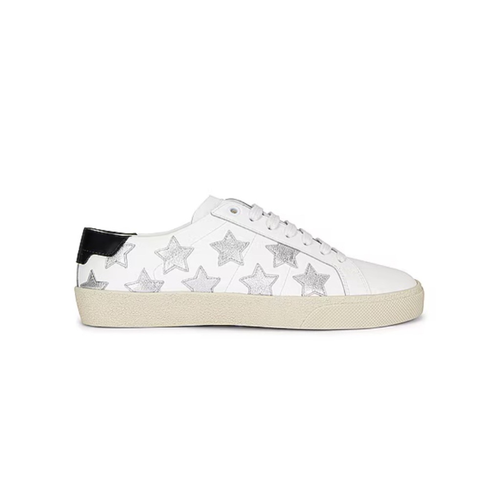 Saint Laurent White and Silver Star Sneakers